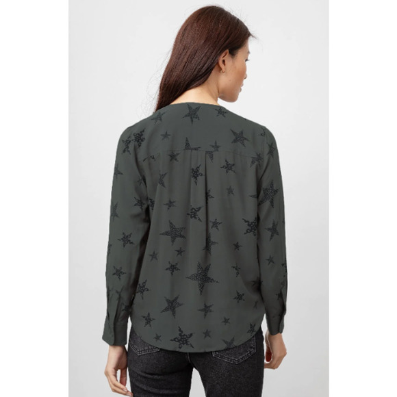 Rails Cheetah Stars Hillary Blouse Women's Size M Charcoal Gray Crossover Wrap - Picture 2 of 9